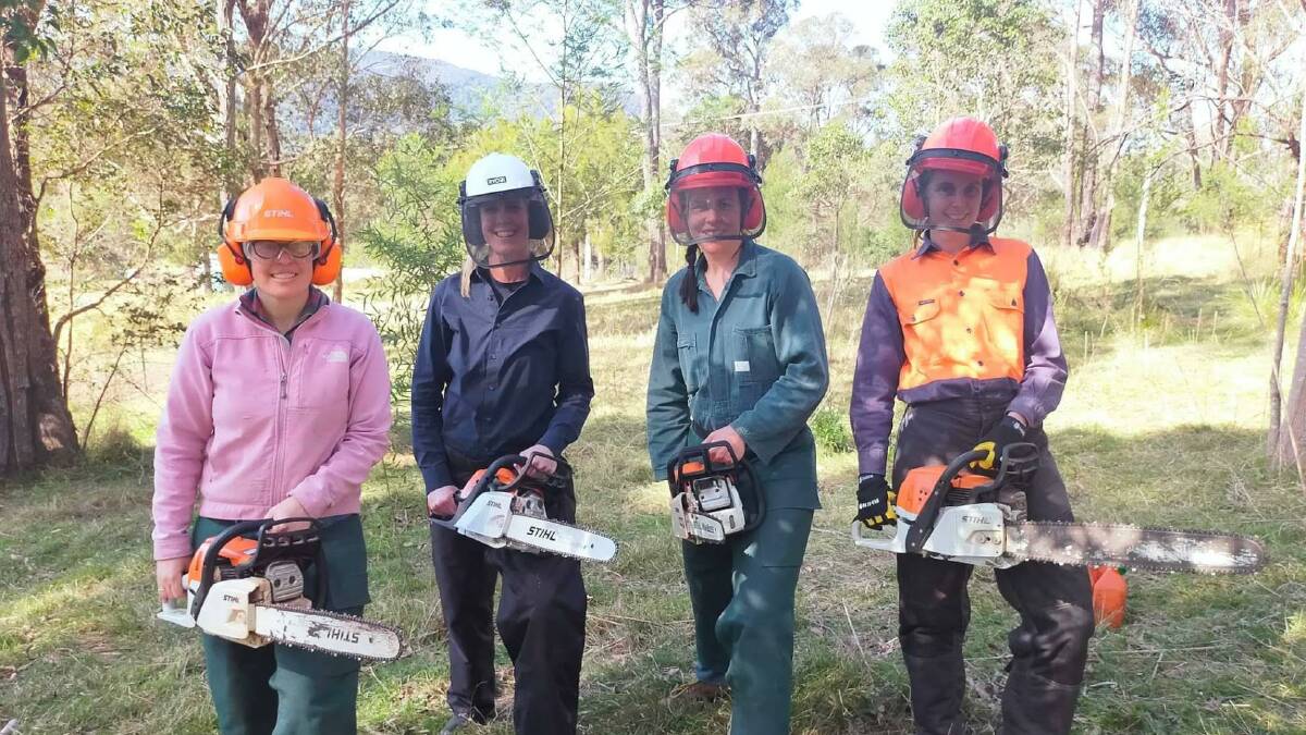 Empowered: Chicks with chainsaws was a great success for Towamba residents who said it was an "empowering experience". Photos supplied.