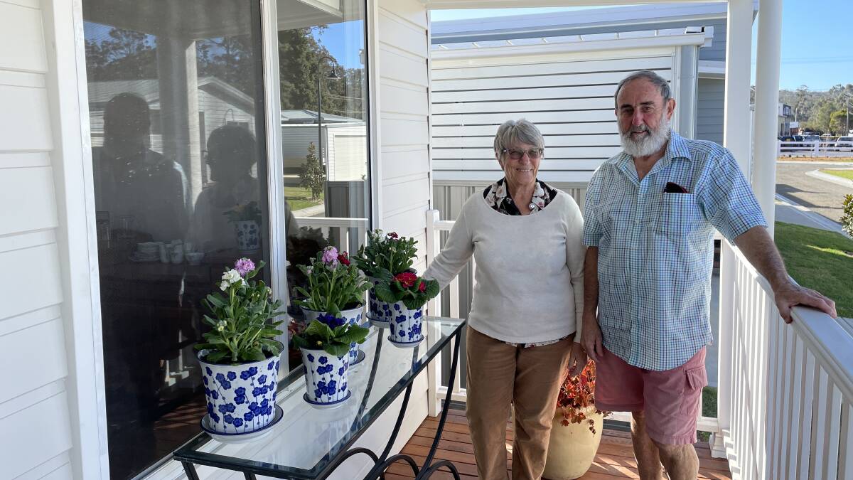 The first residents of the Eden Garden Lifestyle Estate, Gwen Hinton and Ross Ford have moved in and they're making themselves comfortable. Picture by Denise Dion