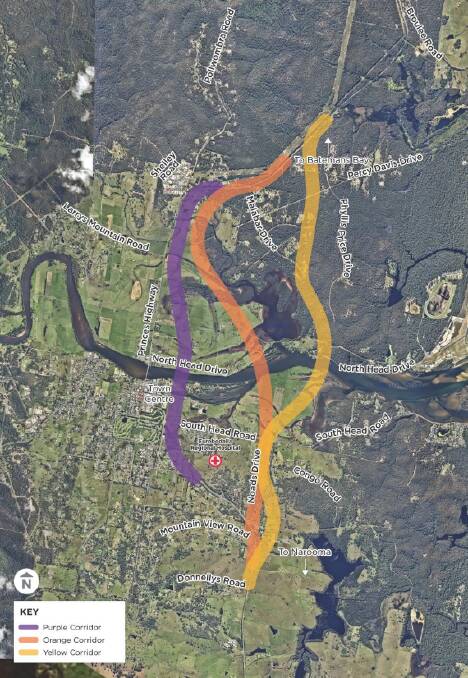 Three shortlisted bypass corridor options April 2022. Picture supplied.