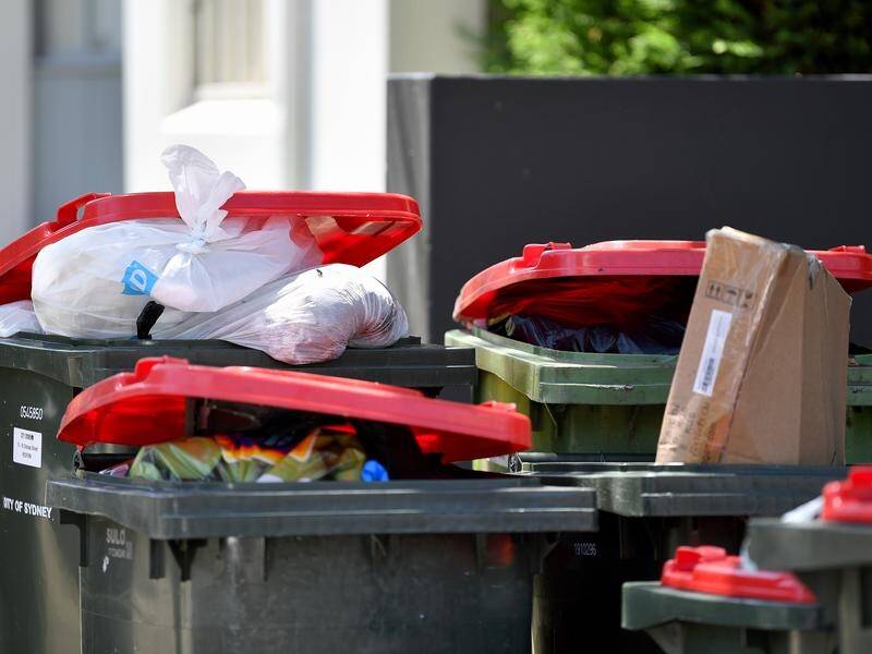 Thousands of bins won't be collected in Sydney's CBD and other areas during a garbage worker strike. (Bianca De Marchi/AAP PHOTOS)